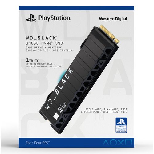 Western Digital Disque SSD interne WD_BLACK SN850 NVMe 1 To sous licence  officielle pour consoles PS5 Noir à prix pas cher