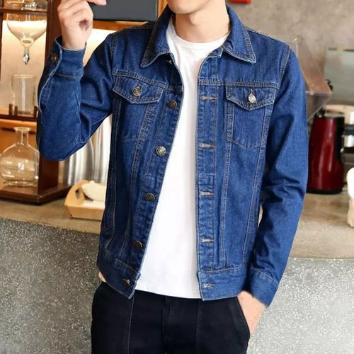 Generic JACKET JEAN homme Demi-saison bleu marine à prix pas cher