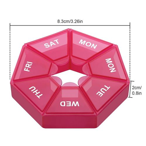 product_image_name-Generic-Pilulier Hebdomadaire 7 Jours Portatif – Boîte de Rangement Médicaments Circulaire pour Voyage et Maison – Rose-5