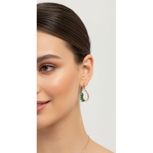 product_image_name-Generic-Ensemble Luxe "Royal Crystal" - Collier & Boucles d'oreilles - Acier Inoxydable (Vert Émeraude / Noir)-3