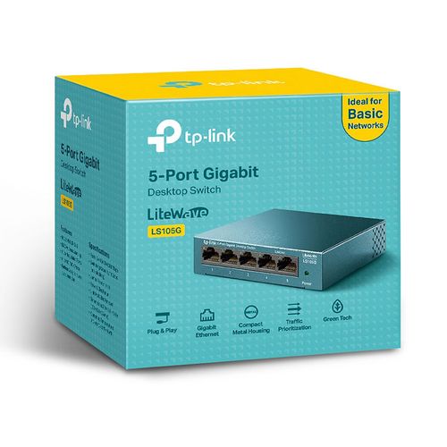 TP-Link Switch Ethernet (LS105G) Gigabit 5 ports RJ45 metallique  10/100/1000 Mbps, Idéal pour étendre le réseau câblé pour les PME et les  bureaux à domicile