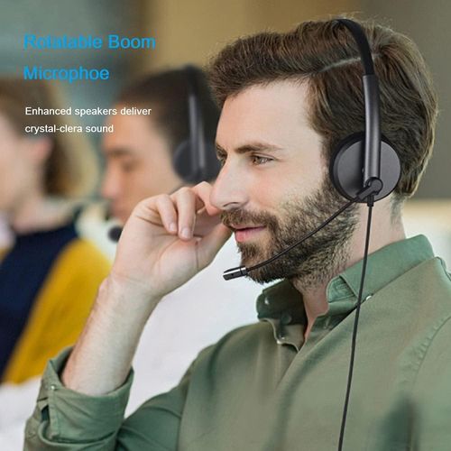 product_image_name-Generic-Casque USB avec microphone 2 Connexion Mini Jack USB pour ordinateur portable, PC, téléphone portable, iPhone, Skype, zoom, webinaire, centre d'appel, bureau-2