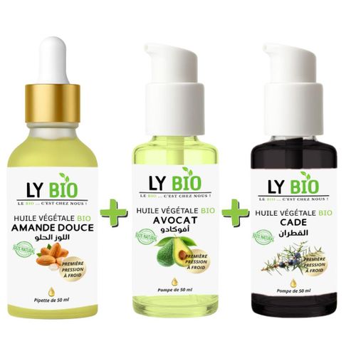 product_image_name-LY BIO-PACK HUILE AMANDE DOUCE 50ML - PIPETTE + HUILE AVOCAT 50ml - POMPE + HUILE CADE 50ML - POMPE-1