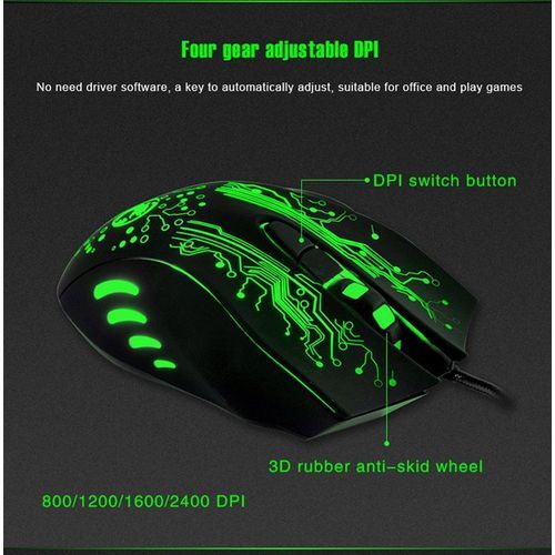 Souris Gamer Pc Filaire Usb 3200 Dpi Ordinateur Lumière Led 6