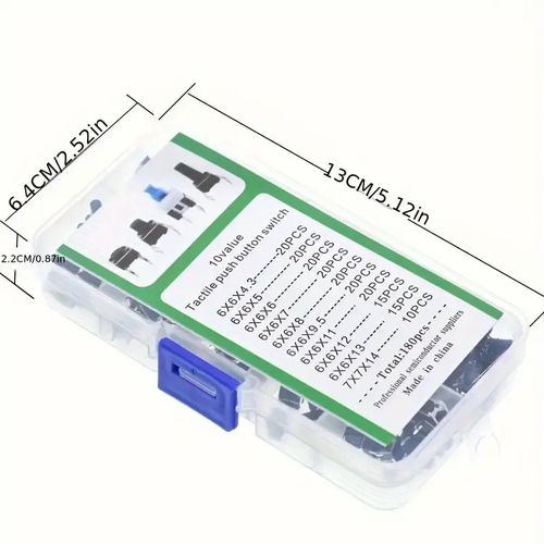product_image_name-Generic-Kit de 180pcs Micro Tact pour Interrupteur - Assortiment de Boutons Poussoirs ON/OFF 6x6mm, 10 Types pour Projets DIY & Accessoires d'Outils-5