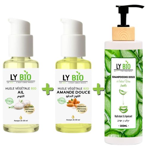 product_image_name-LY BIO-PACK HUILE AIL 50ML - POMPE + HUILE AMANDE DOUCE 50ml - POMPE + SHAMPOOING ALOE VERA 200ML-1