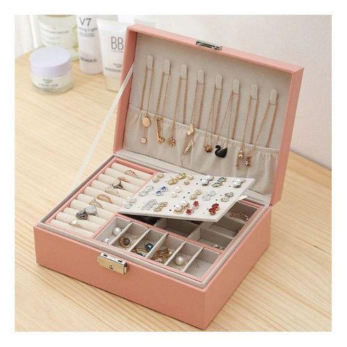 product_image_name-Generic-صندوق تخزين مجوهرات للبنات من الجلد - طبقتان، هدية-1