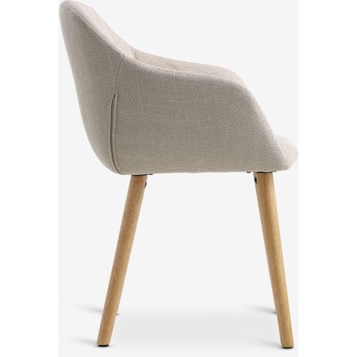 product_image_name-Generic-Fauteuil Beige Tissu et Chêne Naturel Design Scandinave Confortable Salon Bureau Chambre 59x82cm-2