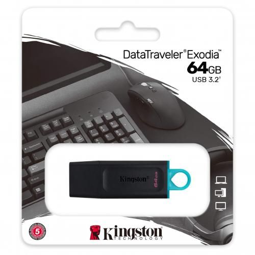 product_image_name-Kingston-2 Clé USB - 64GB - USB Pour Stockage - USB 3.2 - DataTraveler EXODIA-2