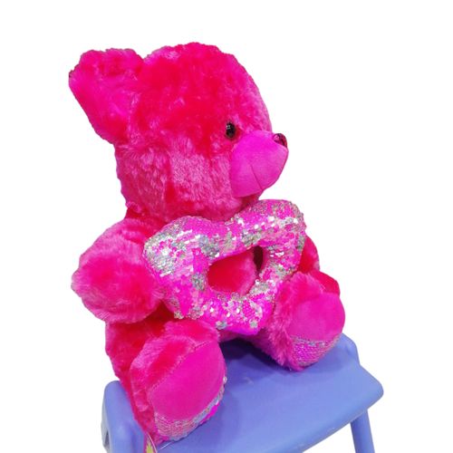 Gros nounours tout doux en velours côtelé rose poudré, doudou pour