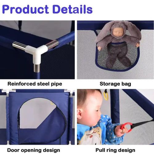 product_image_name-Generic-منطقة لعب داخلية مع سياج أمان للأطفال، حجم كبير (ط/ع/ا: 230/120/105) باللون الأزرق-2