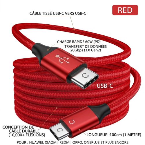 product_image_name-Generic-كابل شحن سريعW من نوع Type-C إلى Type-C – نقل بيانات سريع 3.0 Gen2 – 1 متر-2