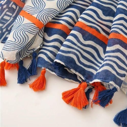 product_image_name-Generic-Elégant foulard et châle en Coton Viscose avec Pompon Floral Ombré pour Femme, Hijab femme180*90 cm-3