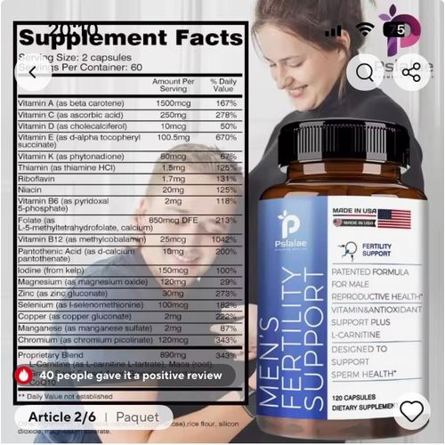 product_image_name-Generic- Compléments alimentaires pour la fertilité masculine , Soutien du nombre et de la mobilité des spermatozoïdes , Contient de la L-carnitine, du zinc et de l'acide folique-2