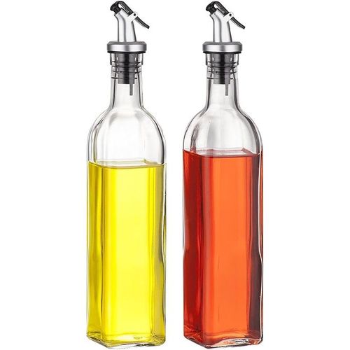 Generic Lot de 2 Bouteilles d'huile et vinaigre en verre-250ML simple et  élégant design à prix pas cher