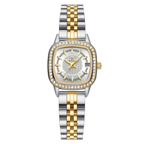 product_image_name-REWARD-Montre à quartz élégante pour femmes en acier inoxydable étanche avec cadran carré (Argenté/Blanc)-1