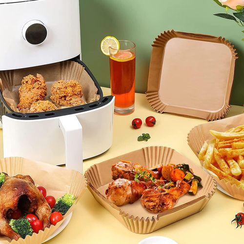 Generic Papier pour friteuse à air carré 50 pièces, papier antiadhésif pour  air fryer سلة ورقية للمقلاة الهوائية، 50 قطعة