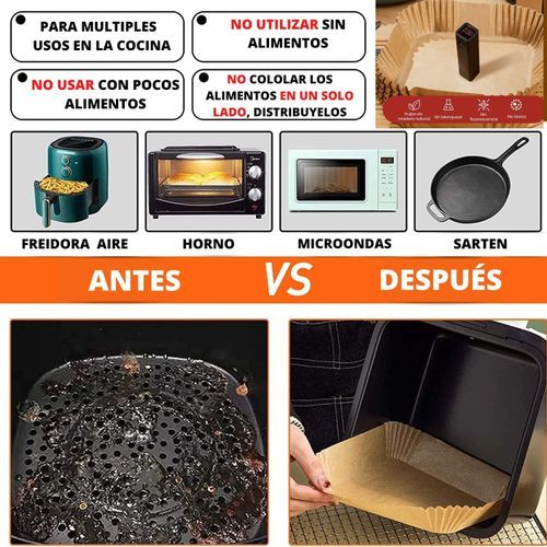 Generic Papier pour friteuse à air carré 50 pièces, papier antiadhésif pour  air fryer سلة ورقية للمقلاة الهوائية، 50 قطعة