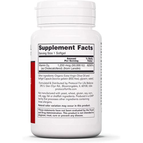 product_image_name-Protocol For Life Balance-Vitamine D3 50 000 UI, haute puissance Soutien immunitaire os, 50 Softgels-2