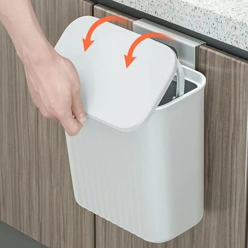 Poubelle suspendue 7L avec couvercle pour porte d'armoire de cuisine ou  sous évier petite poubelle pour comptoir salle de bain