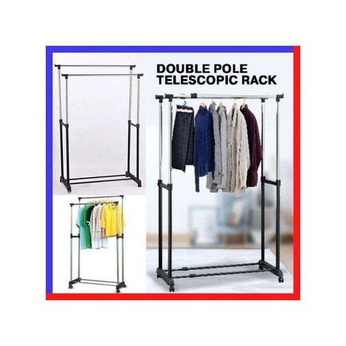 product_image_name-Generic-حامل ملابس قائم مستقل خزانة ملابس متحركة بأعمدة مزدوجة-1