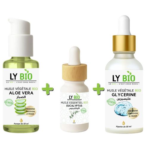 product_image_name-LY BIO-PACK HUILE ALOE VERA 50ml - POMPE + HUILE ESSENTIEL EUCALYPTUS 10ML + HUILE GLYCERINE 50ml - PIPETTE-1