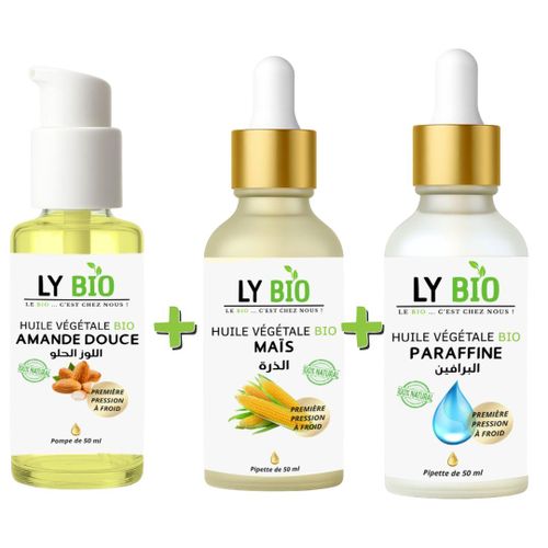 product_image_name-LY BIO-PACK HUILE AMANDE DOUCE 50ml - POMPE + HUILE MAIS 50ML - PIPETTE + HUILE PARAFFINE 50ML - PIPETTE-1