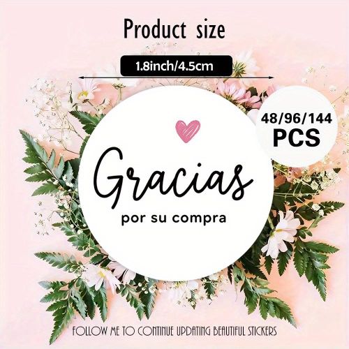 product_image_name-Generic-60pcsGracias por su compra" En Couleur Noir, Cœur en Rose, Étiquettes Cadeaux Circulaires, Convient pour les Cadeaux d'Entreprise, Sacs Cadeaux, Cadeaux d'Empowerment, etc., Envoyez une Atmosphère Simple et Reconnaissante-3