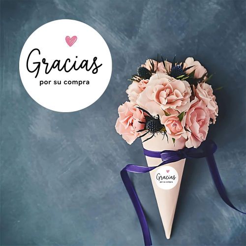 product_image_name-Generic-60pcsGracias por su compra" En Couleur Noir, Cœur en Rose, Étiquettes Cadeaux Circulaires, Convient pour les Cadeaux d'Entreprise, Sacs Cadeaux, Cadeaux d'Empowerment, etc., Envoyez une Atmosphère Simple et Reconnaissante-7