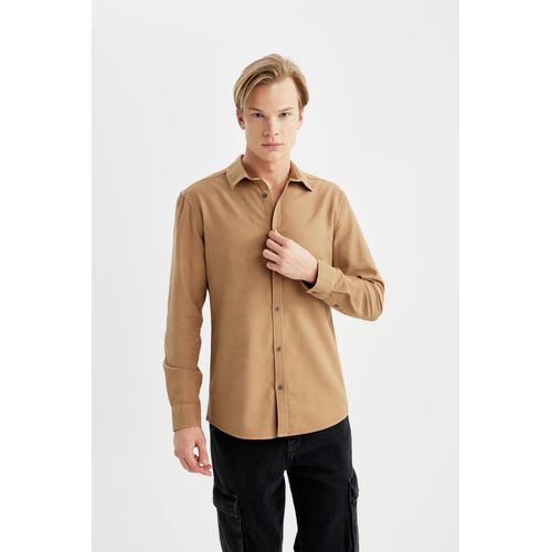 Defacto Chemise Tissee Homme Jeune Coupe Slim Manches Longues Marron a prix pas cher Jumia Maroc