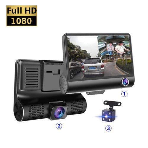 product_image_name-Generic-DashCam Car DVR 4 pouces 1080P Enregistreur vidéo automatique à 3 lentilles 170°-3