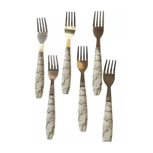 product_image_name-Generic-Pack 6 fourchettes de table en inoxydable avec poignée en marbre-3