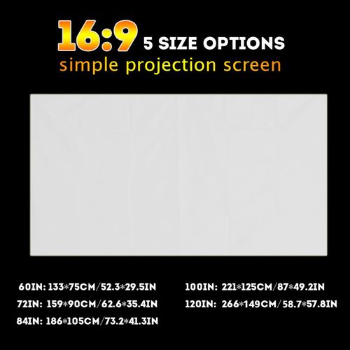 16:9 Home Projection Screen Soft Polyester Film Theater Movie Video