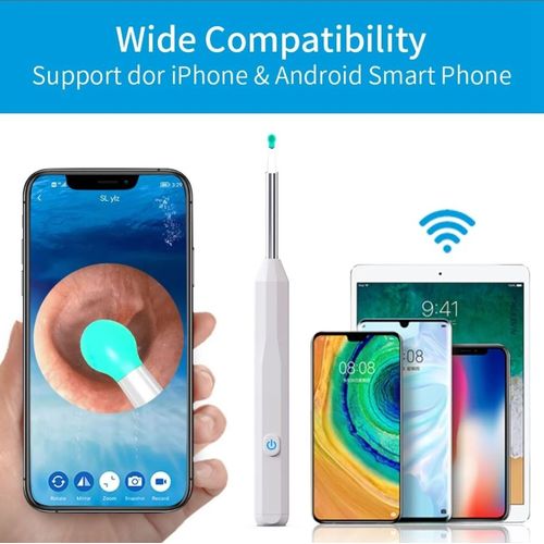 Generic Nettoyeur d'oreilles sans fil intelligent avec otoscope visuel avec caméra  pour iPhone,Android à prix pas cher