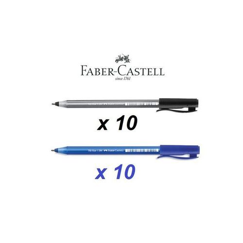 Faber castell 20 Stylos à bille Tri-Flow 1mm, écriture fluide, large,  plaisir d'écriture à prix pas cher