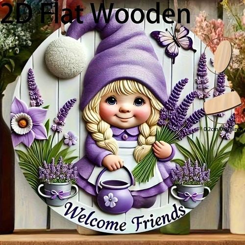 product_image_name-Generic-1 panneau de bienvenue en bois de ferme plat 2D, décoration murale de vacances de printemps et d'été, décoration de lys et de papillon, utilisation en extérieur et en intérieur, aucune alimentation ou pile requise.-3