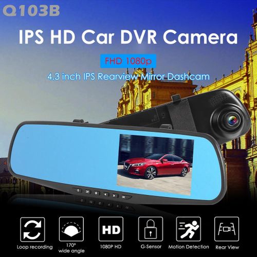 Dashcam Caméra Voiture HD 1080P 4,3 pouces Écran Rétroviseur