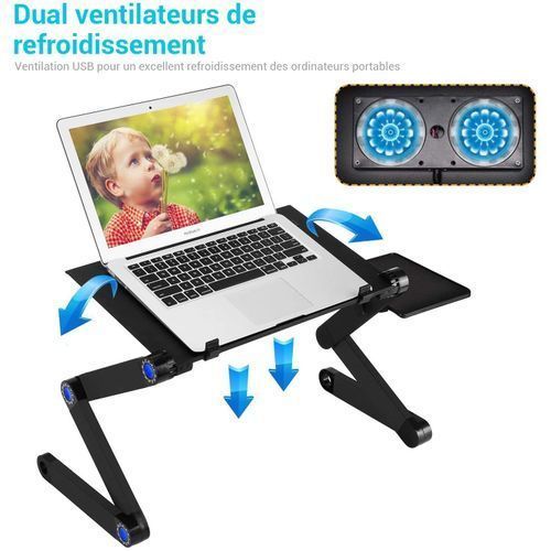 Generic Support PC Ordinateur Portable Inclinable avec 2 Ventilateur de  Refroidissement à prix pas cher