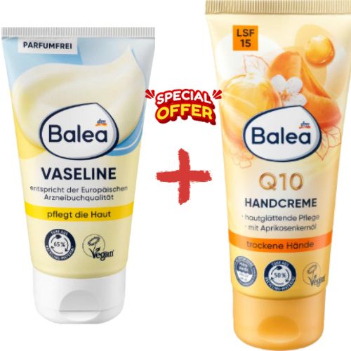 Balea Vaseline Peaux Stressées Visage, Corps + Crème mains Q10 SPF15 à  l'huile d'abricot à prix pas cher