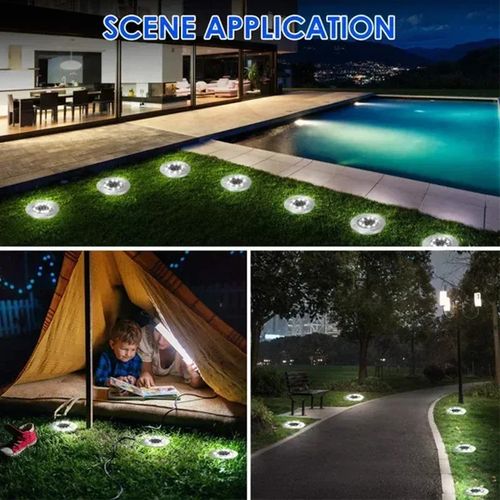 Generic 4 Pièces Lampe solaire extérieur sous sol à 8 LEDS étanche IP65,  Spot Lumineux à Énergie Solaire de jardin Décorative à prix pas cher