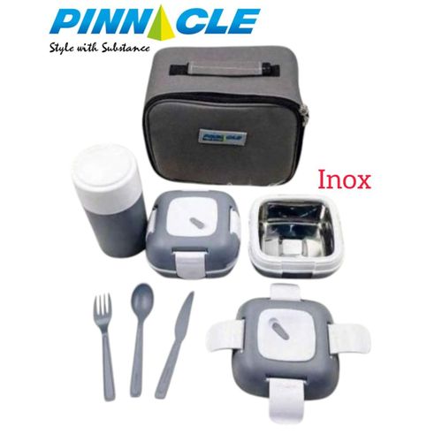 product_image_name-Pinnacle-Porte manger Sacs à Repas 2 boîtes à lunch thermique + gourde+Set de coutellerie- GRIS-1