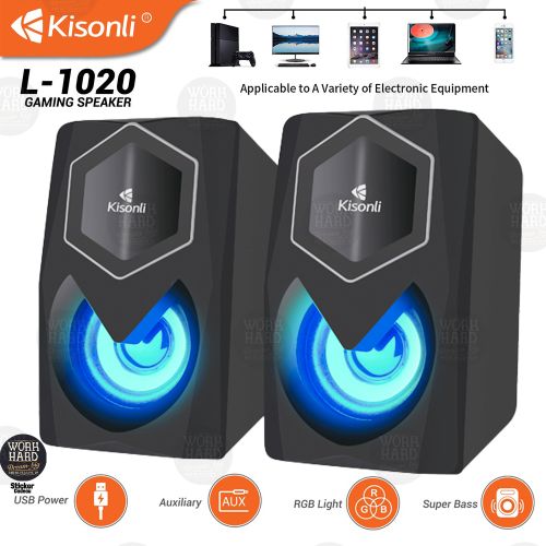 Kisonli Haut-parleurs Gamer 2.0 Stéréo LED RGB lumières pour PC