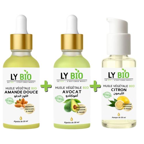 product_image_name-LY BIO-PACK HUILE AMANDE DOUCE 50ML - PIPETTE + HUILE AVOCAT 50ml - PIPETTE + HUILE CITRON 50ML - POMPE-1