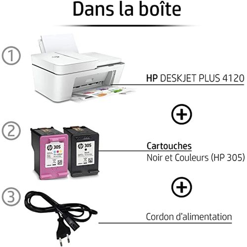 Hp Imprimante DeskJet Plus 4120 ( envoi de fax mobile,ADF, Wi-Fi