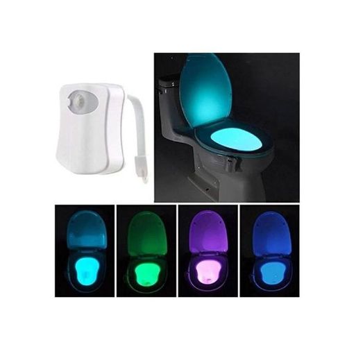 Le gadget technique original de veilleuse de toilette. Éclairage LED  amusant avec capteur de mouvement pour