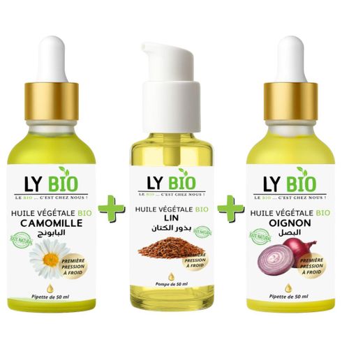 product_image_name-LY BIO-PACK HUILE CAMOMILLE 50ML - PIPETTE + HUILE LIN 50ML - POMPE + HUILE OIGNON 50ML - PIPETTE-1