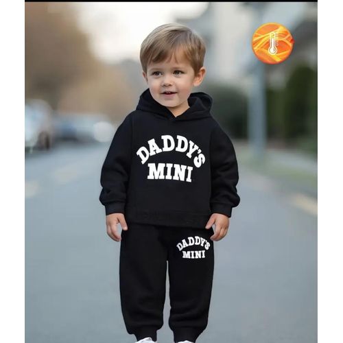 product_image_name-Generic-مجموعة طفل/صغير باللون الأسود: هودي وسروال رياضي "Daddy's Mini"-1