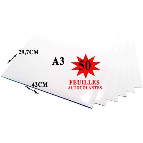 Generic 50 feuilles Papier Autocollant brillant A3 (42x29,7cm) à prix pas  cher