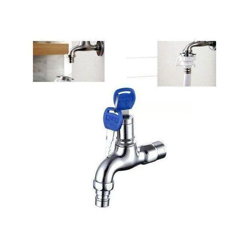 product_image_name-Generic-Robinet d’Eau Mural Argenté avec Serrure et Double Clé-3