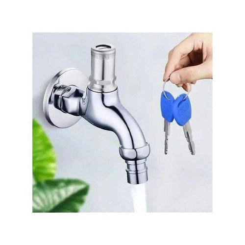 product_image_name-Generic-Robinet d’Eau Mural Argenté avec Serrure et Double Clé-5
